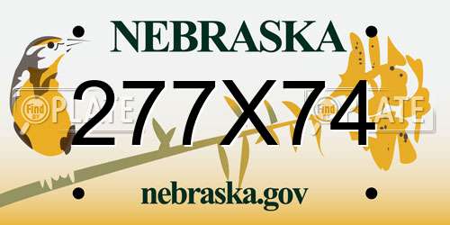 277X74 Nebraska License Plate