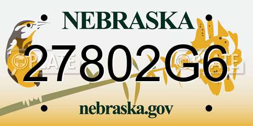 27802G6 Nebraska License Plate