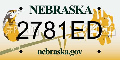 2781ED Nebraska License Plate