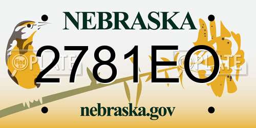 2781EO Nebraska License Plate