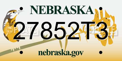 27852T3 Nebraska License Plate
