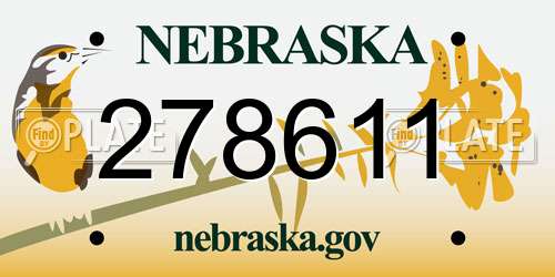 278611 Nebraska License Plate