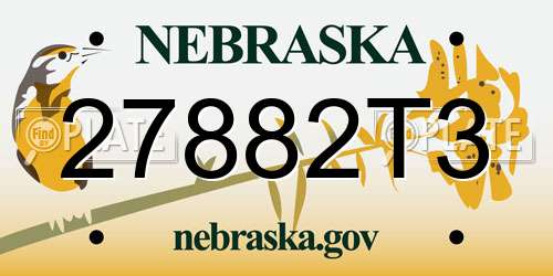 27882T3 Nebraska License Plate