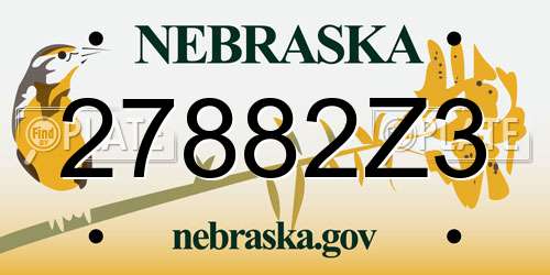 27882Z3 Nebraska License Plate