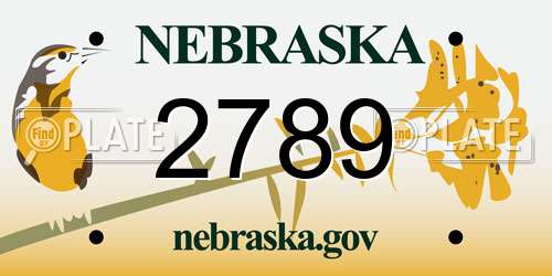 2789 Nebraska License Plate