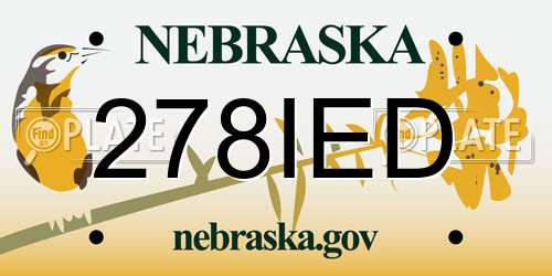 278IED Nebraska License Plate