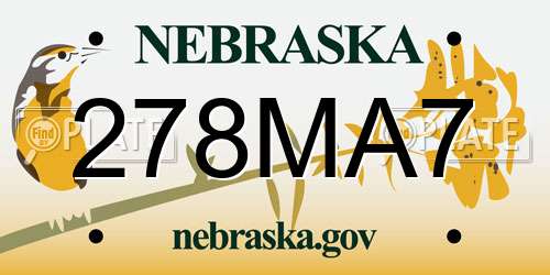 278MA7 Nebraska License Plate
