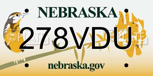 278VDU Nebraska License Plate