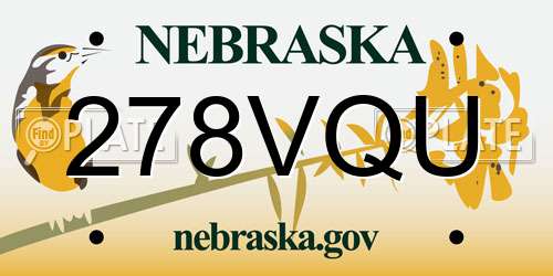 278VQU Nebraska License Plate