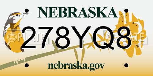 278YQ8 Nebraska License Plate