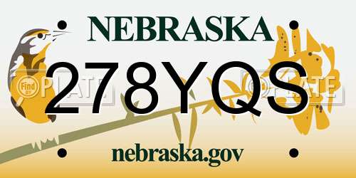 278YQS Nebraska License Plate