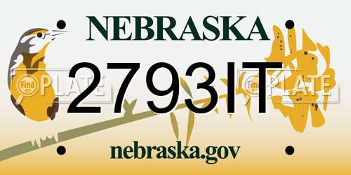 2793IT Nebraska License Plate