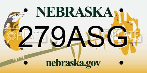 279ASG Nebraska License Plate