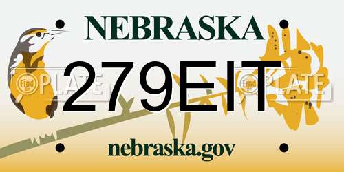 279EIT Nebraska License Plate