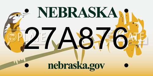 27A876 Nebraska License Plate