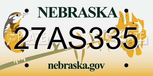 27AS335 Nebraska License Plate
