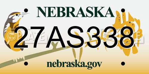27AS338 Nebraska License Plate