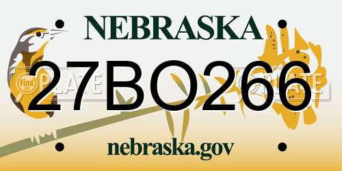 27BO266 Nebraska License Plate