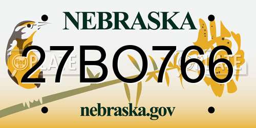 27BO766 Nebraska License Plate