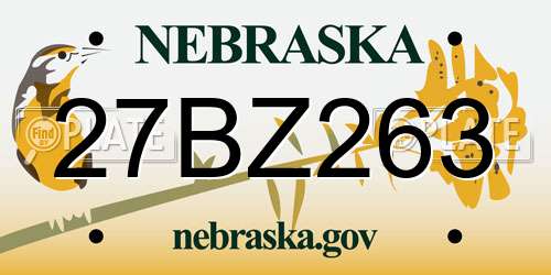 27BZ263 Nebraska License Plate