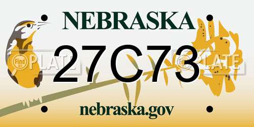 27C73 Nebraska License Plate