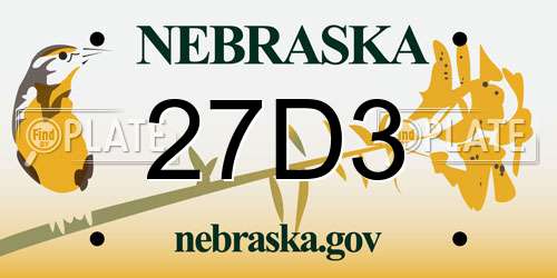 27D3 Nebraska License Plate
