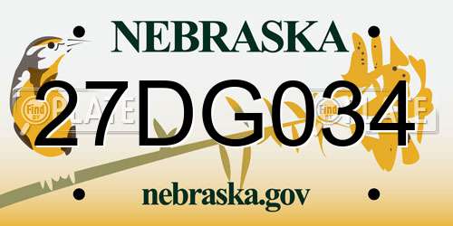 27DG034 Nebraska License Plate