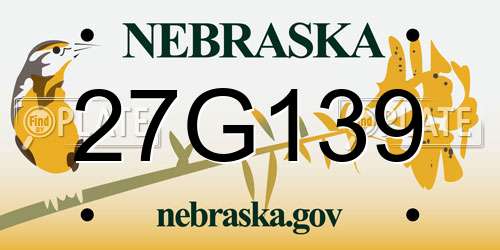 27G139 Nebraska License Plate