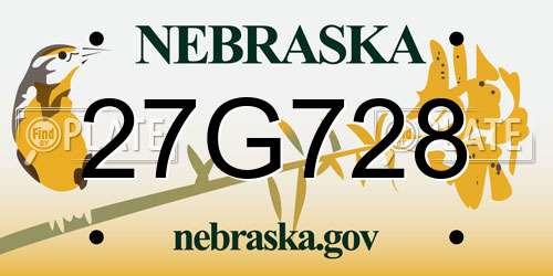 27G728 Nebraska License Plate
