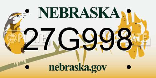 27G998 Nebraska License Plate