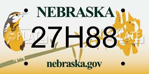27H88 Nebraska License Plate