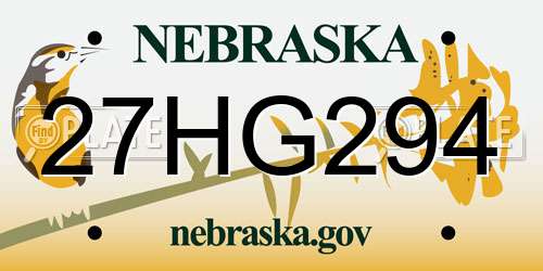 27HG294 Nebraska License Plate