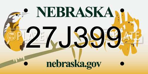 27J399 Nebraska License Plate