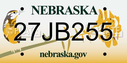 27JB255 Nebraska License Plate