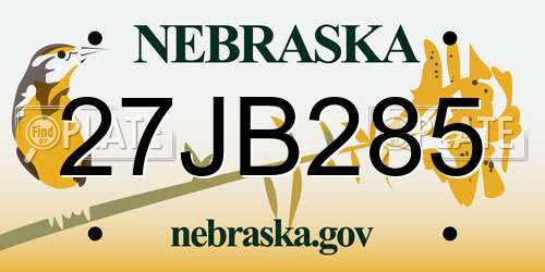 27JB285 Nebraska License Plate