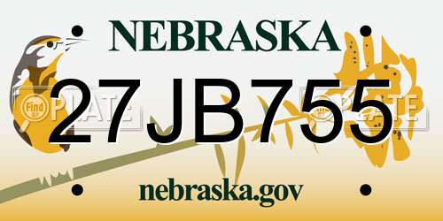 27JB755 Nebraska License Plate