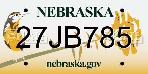 27JB785 Nebraska License Plate