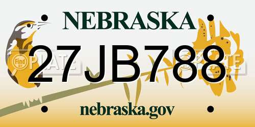 27JB788 Nebraska License Plate