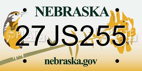 27JS255 Nebraska License Plate