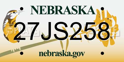27JS258 Nebraska License Plate