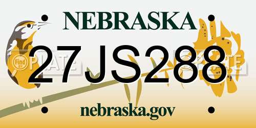 27JS288 Nebraska License Plate