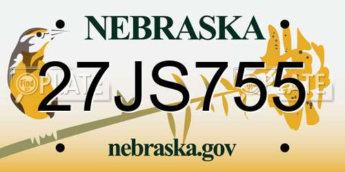 27JS755 Nebraska License Plate