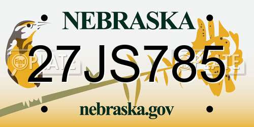 27JS785 Nebraska License Plate