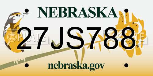 27JS788 Nebraska License Plate