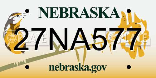 27NA577 Nebraska License Plate