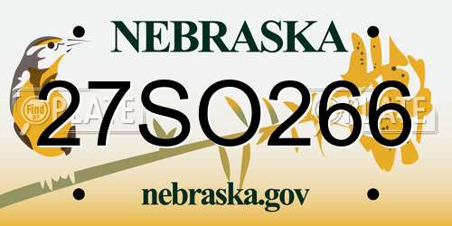 27SO266 Nebraska License Plate