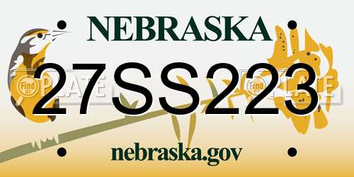 27SS223 Nebraska License Plate