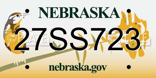 27SS723 Nebraska License Plate