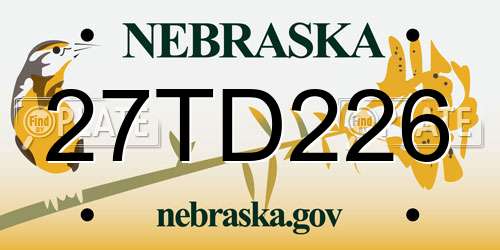 27TD226 Nebraska License Plate