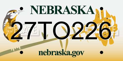 27TO226 Nebraska License Plate